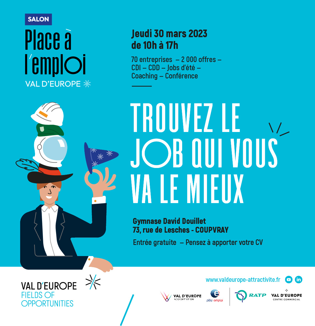 Affiche officielle Place à l'Emploi, Trouvez le job qui vous va le mieux